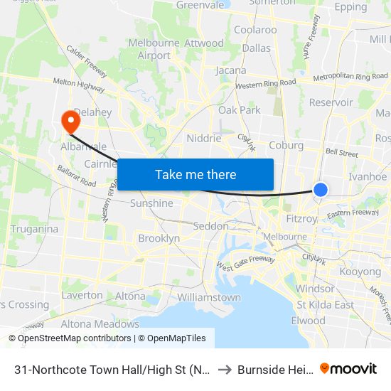 31-Northcote Town Hall/High St (Northcote) to Burnside Heights map