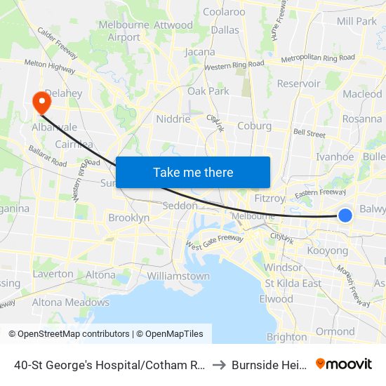 40-St George's Hospital/Cotham Rd (Kew) to Burnside Heights map