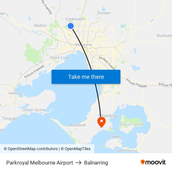 Parkroyal Melbourne Airport to Balnarring map