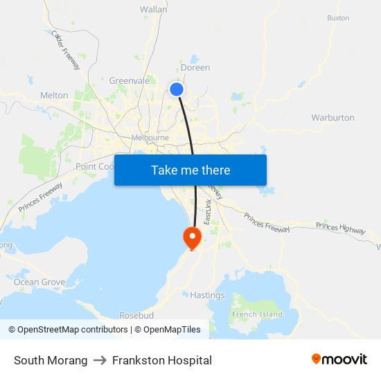 South Morang to Frankston Hospital map