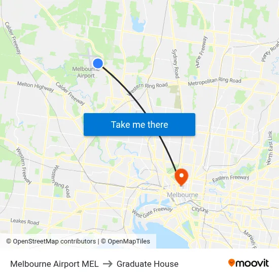 Melbourne Airport MEL to Graduate House map