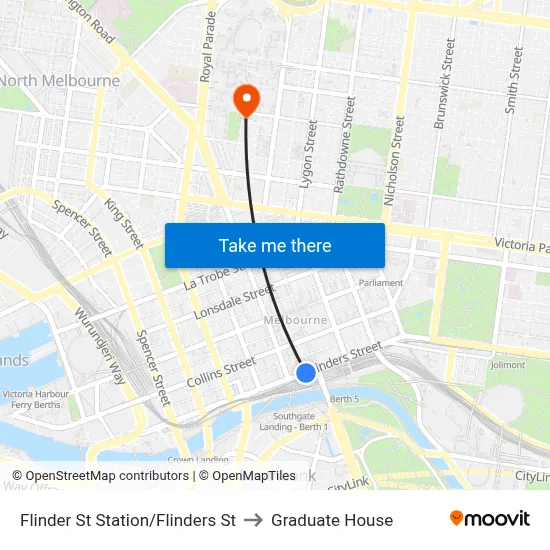 Flinder St Station/Flinders St to Graduate House map