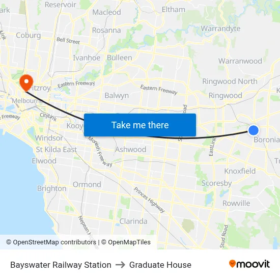 Bayswater Railway Station to Graduate House map