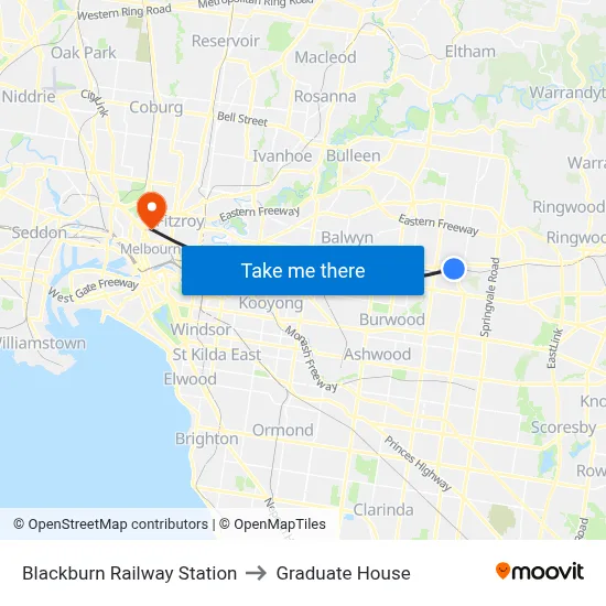 Blackburn Railway Station to Graduate House map