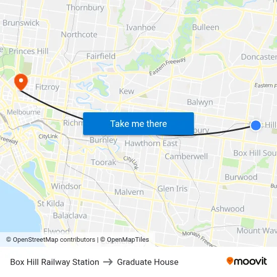 Box Hill Railway Station to Graduate House map