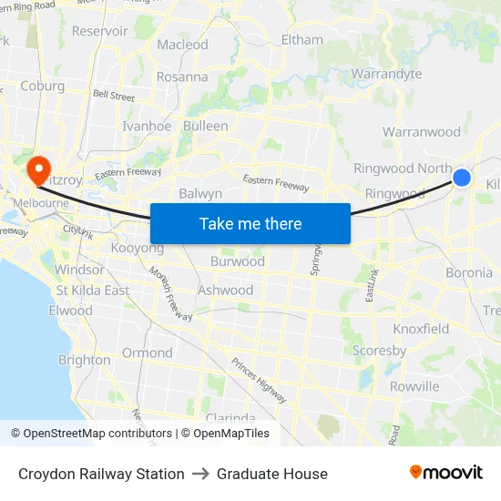 Croydon Railway Station to Graduate House map