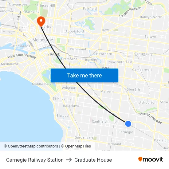 Carnegie Railway Station to Graduate House map