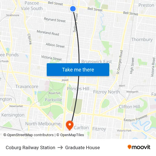 Coburg Railway Station to Graduate House map