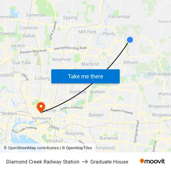 Diamond Creek Railway Station to Graduate House map