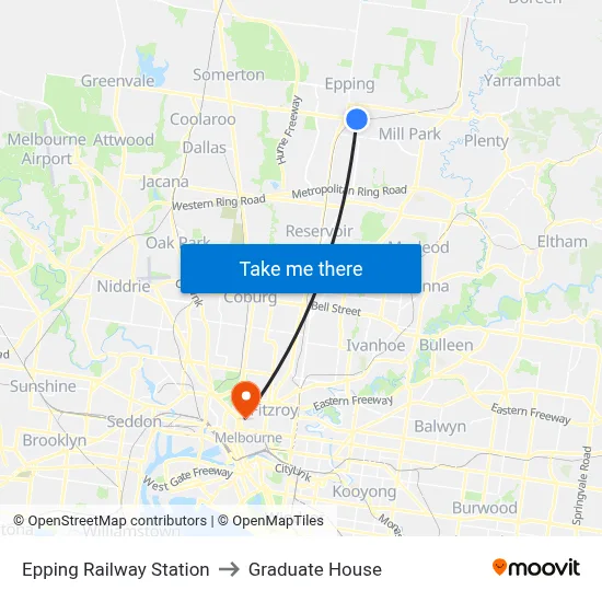 Epping Railway Station to Graduate House map