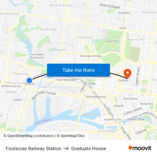 Footscray Railway Station to Graduate House map