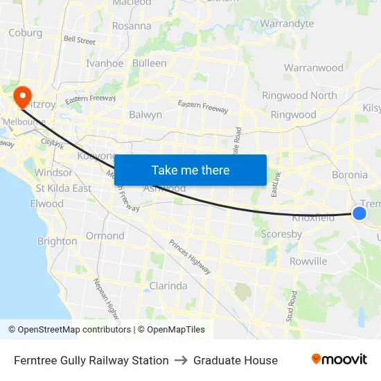 Ferntree Gully Railway Station to Graduate House map