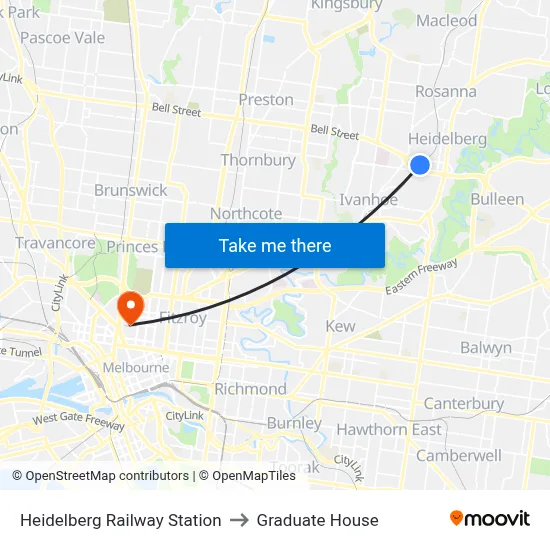 Heidelberg Railway Station to Graduate House map