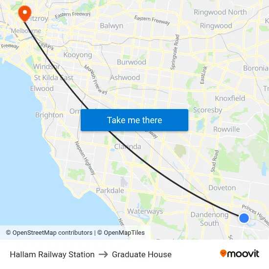 Hallam Railway Station to Graduate House map