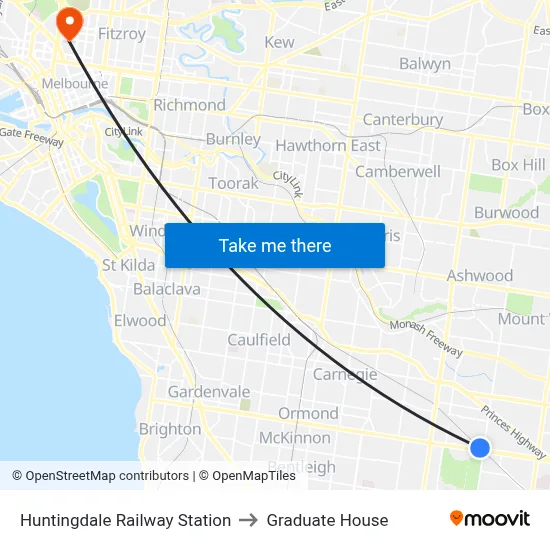 Huntingdale Railway Station to Graduate House map