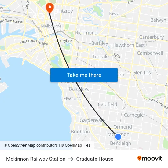 Mckinnon Railway Station to Graduate House map