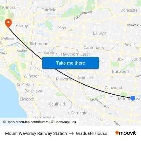 Mount Waverley Railway Station to Graduate House map