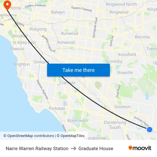 Narre Warren Railway Station to Graduate House map