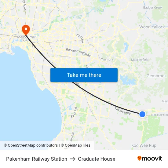Pakenham Railway Station to Graduate House map