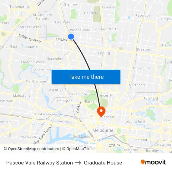 Pascoe Vale Railway Station to Graduate House map