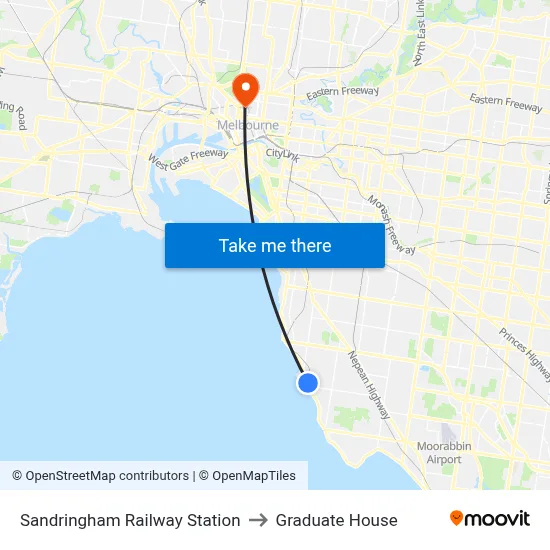 Sandringham Railway Station to Graduate House map