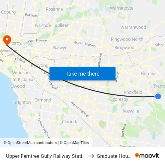 Upper Ferntree Gully Railway Station to Graduate House map