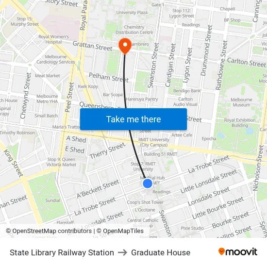 State Library Railway Station to Graduate House map