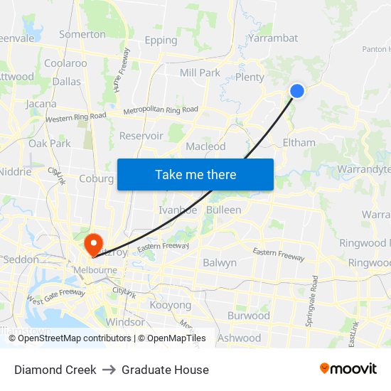 Diamond Creek to Graduate House map