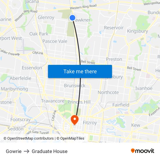 Gowrie to Graduate House map