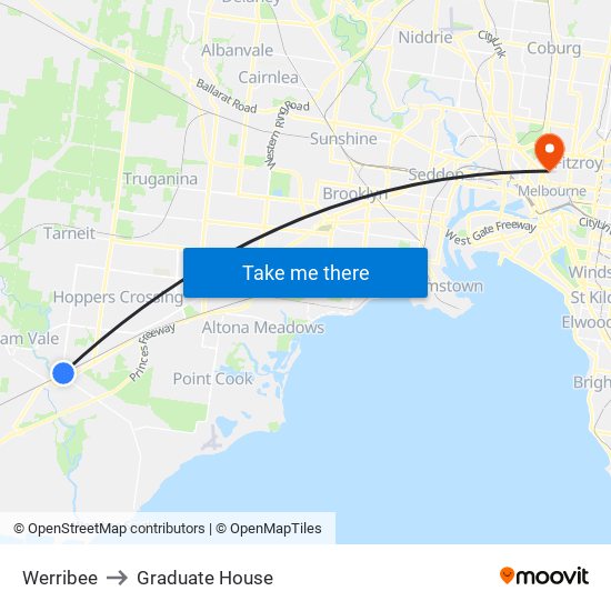 Werribee to Graduate House map