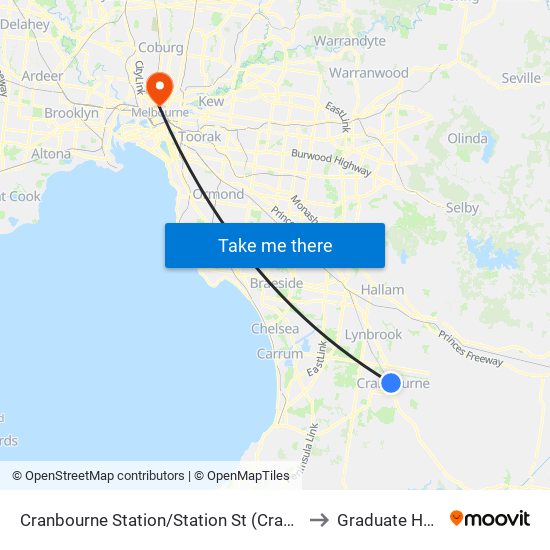 Cranbourne Station/Station St (Cranbourne) to Graduate House map