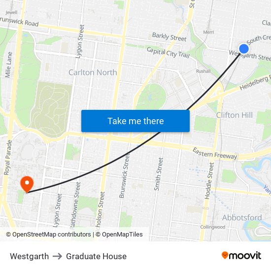Westgarth to Graduate House map