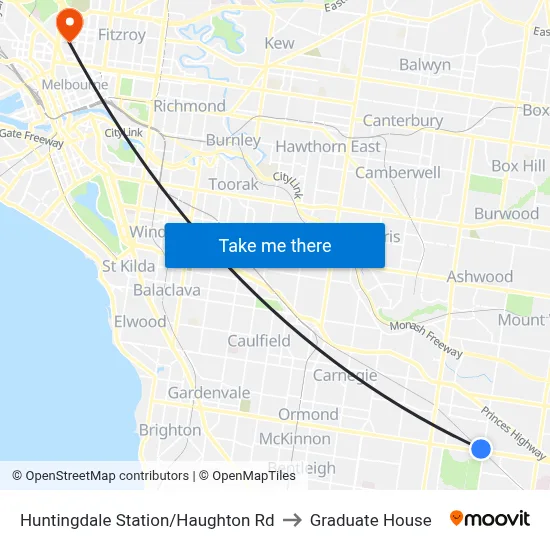 Huntingdale Station/Haughton Rd to Graduate House map