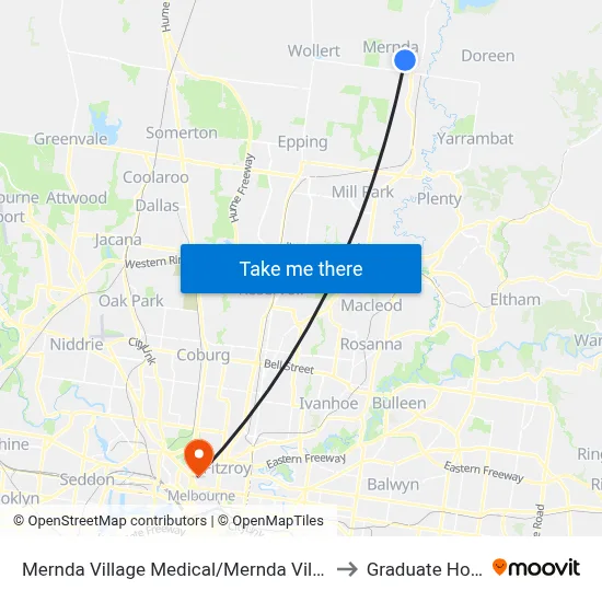 Mernda Village Medical/Mernda Village Dr to Graduate House map