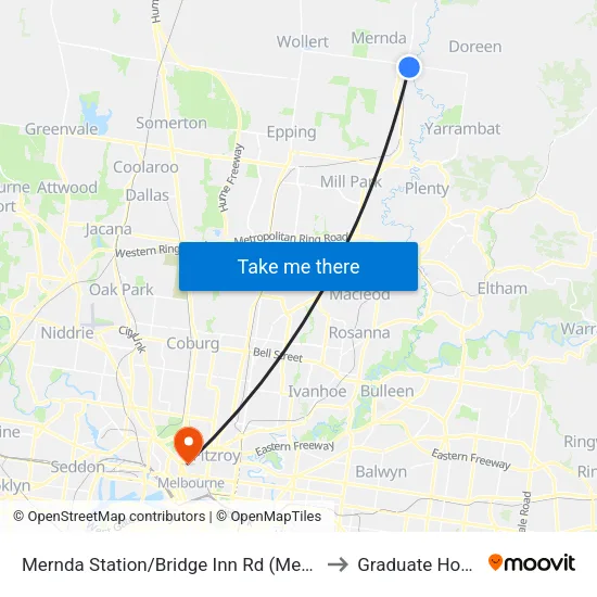 Mernda Station/Bridge Inn Rd to Graduate House map