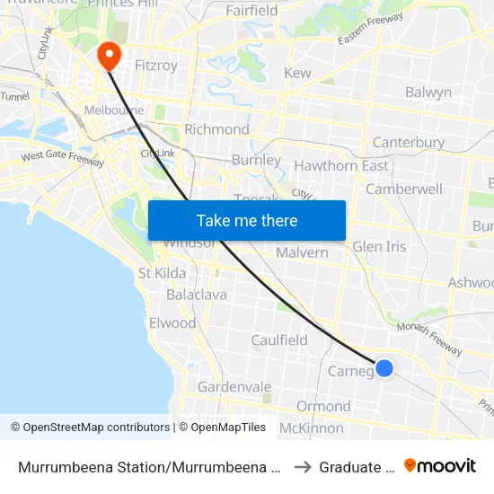 Murrumbeena Station/Murrumbeena Rd to Graduate House map