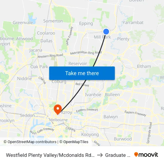 Westfield Plenty Valley/Mcdonalds Rd to Graduate House map
