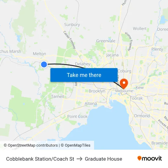 Cobblebank Station/Coach St to Graduate House map