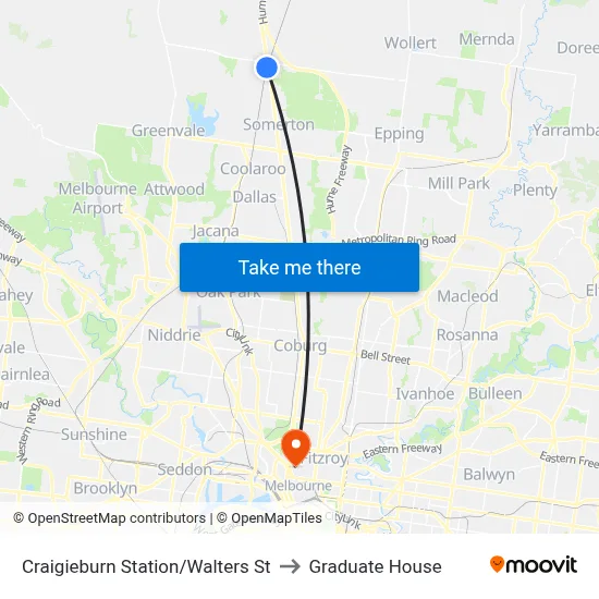 Craigieburn Station/Walters St to Graduate House map