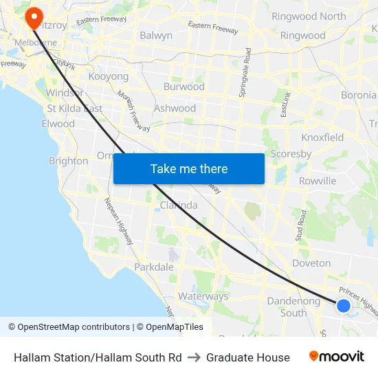 Hallam Station/Hallam South Rd to Graduate House map