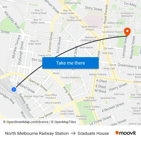 North Melbourne Railway Station to Graduate House map