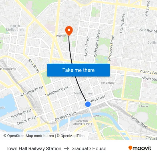 Town Hall Railway Station to Graduate House map