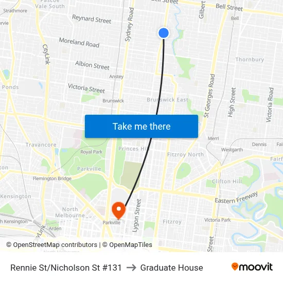 Rennie St/Nicholson St #131 to Graduate House map