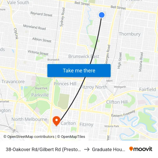 Oakover Rd/Gilbert Rd #38 to Graduate House map