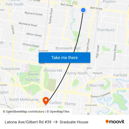 Latona Ave/Gilbert Rd #39 to Graduate House map