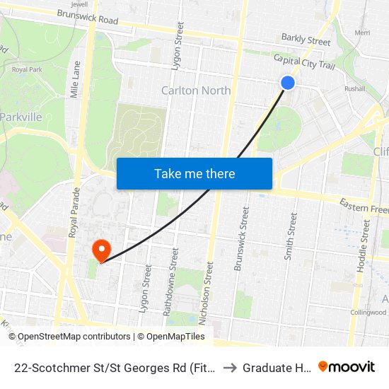 22-Scotchmer St/St Georges Rd (Fitzroy North) to Graduate House map