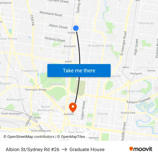 Albion St/Sydney Rd #26 to Graduate House map