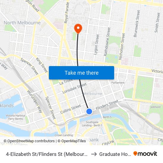 4-Elizabeth St/Flinders St (Melbourne City) to Graduate House map