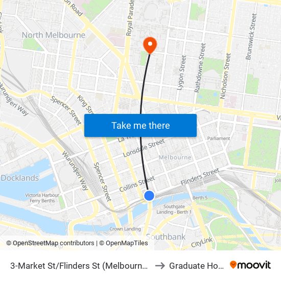 3-Market St/Flinders St (Melbourne City) to Graduate House map