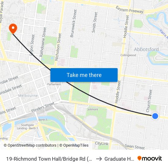 19-Richmond Town Hall/Bridge Rd (Richmond) to Graduate House map